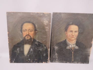 Pair (2) Asian Early Portraits