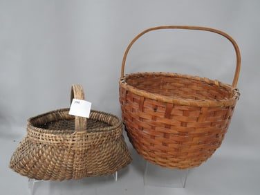 (2) Early Hickory Splint Baskets