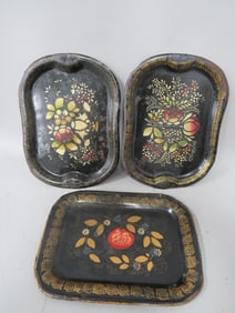 (3) Antique French Tole Painted Trays