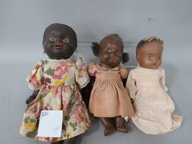 (3) Early Black Americana Dolls