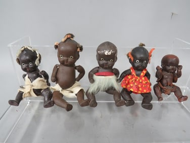 (5) Early Blk Am. "Kewpie" Style Dolls