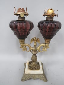 Early "Amethyst" Dbl Oil Lamp