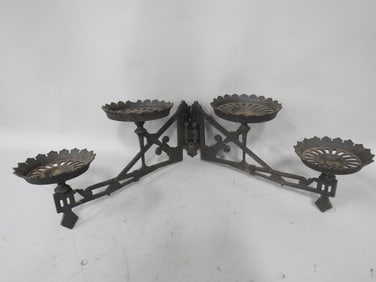 (2) Cast-Iron Dbl Oil Lamp Holders