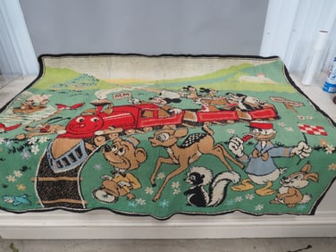 1960 Mickey Mouse & Friends Train Rug