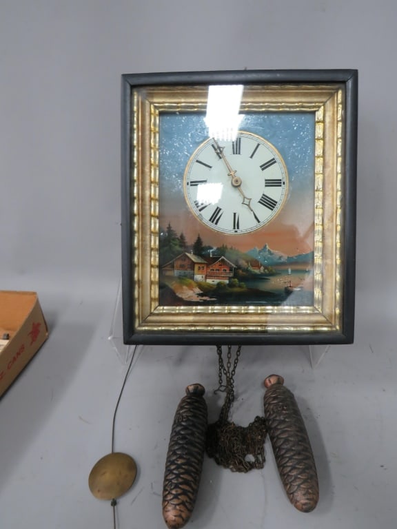 Reversed Painted German Clock: Uhrenfabrik Herr KG, Regula. Made in Germany