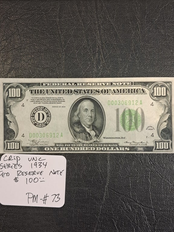 Series 1934 $100 Fed Reserve Note (1 of 2)