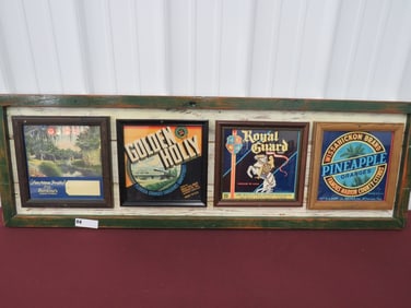 NOS Framed Fruit Box Labels