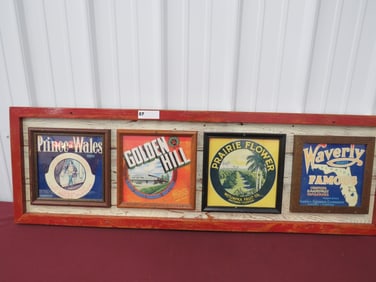 NOS Framed Fruit Box Labels