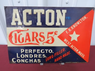 Action Cigars Embossed Metal Sign