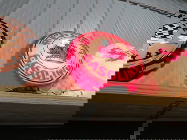 Red Crown Gasoline Pump Globe