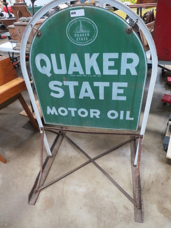 Quaker State Oil Sign W/ Bracket (1 of 5)