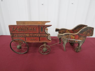 Fine Groceries Special Delivery Horse Drawn Wagon