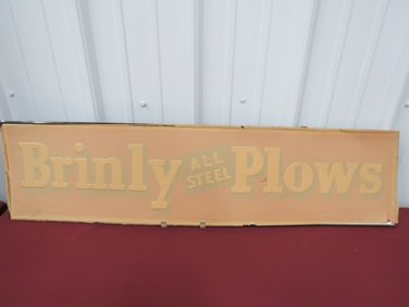 NOS Brinley 'All Steel Plows' Sign