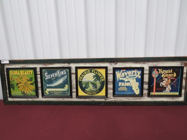 NOS Framed Fruit Box Labels