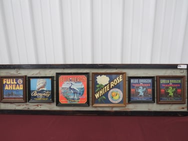 NOS Framed Fruit Box Labels