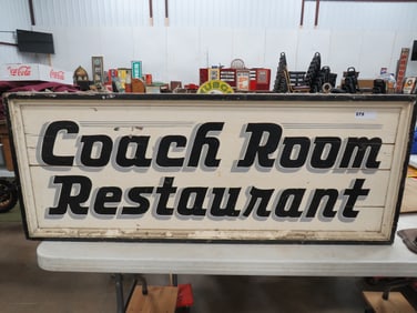 Wooden Coach Room Restaurant Sign