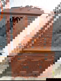 1880S Oak Country Store 2-Piece Cabinet