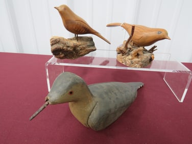 3-Wood Carved Birds