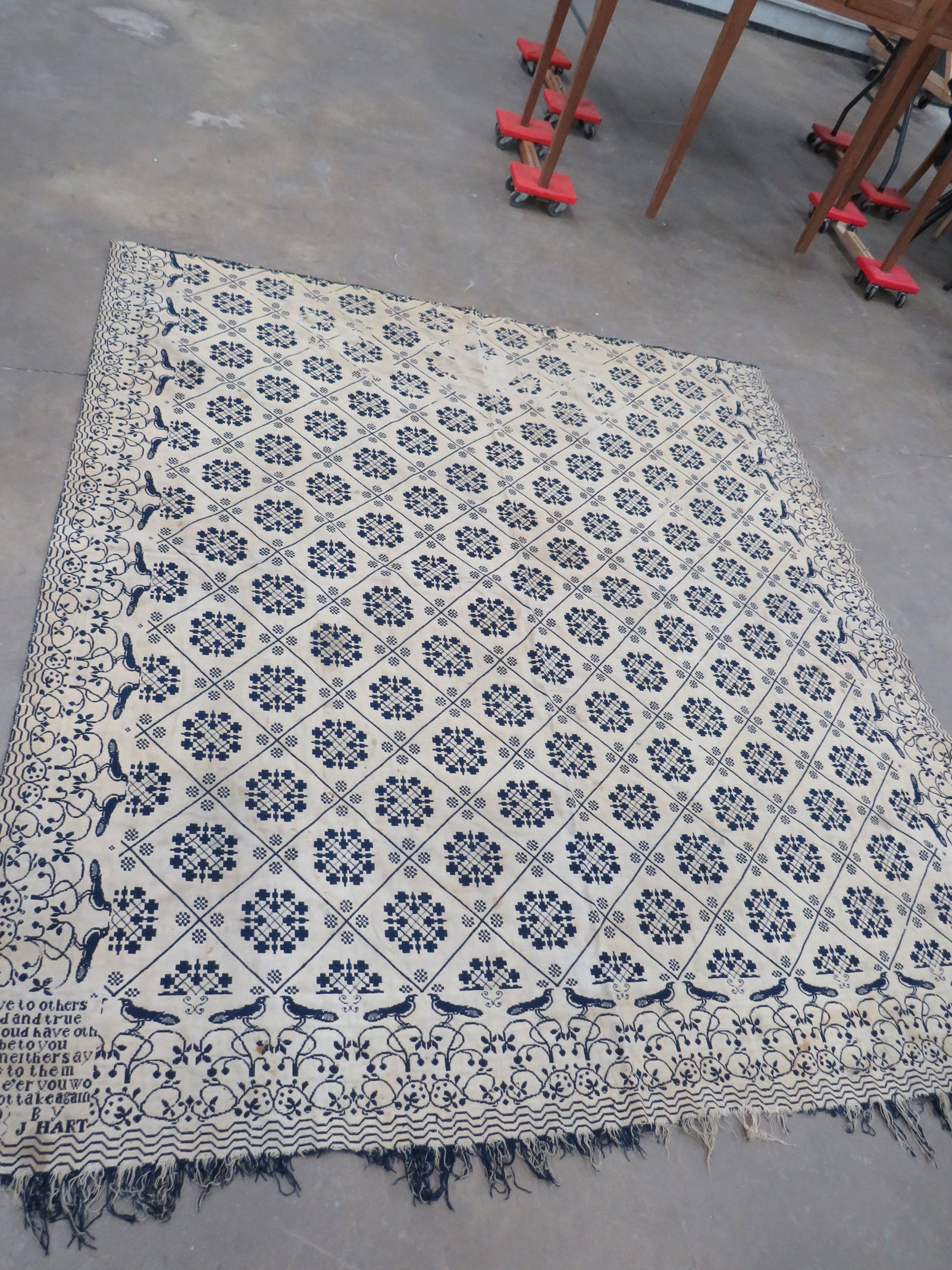 Ohio Coverlet: blue/white, 2-sided, 1845
