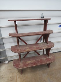 Red Painted Crock Bench