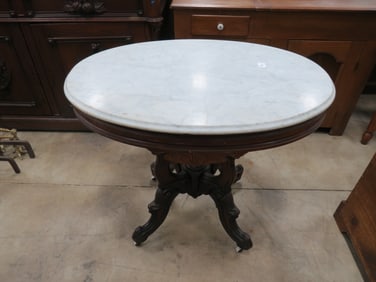Walnut Marble-top Parlor Table
