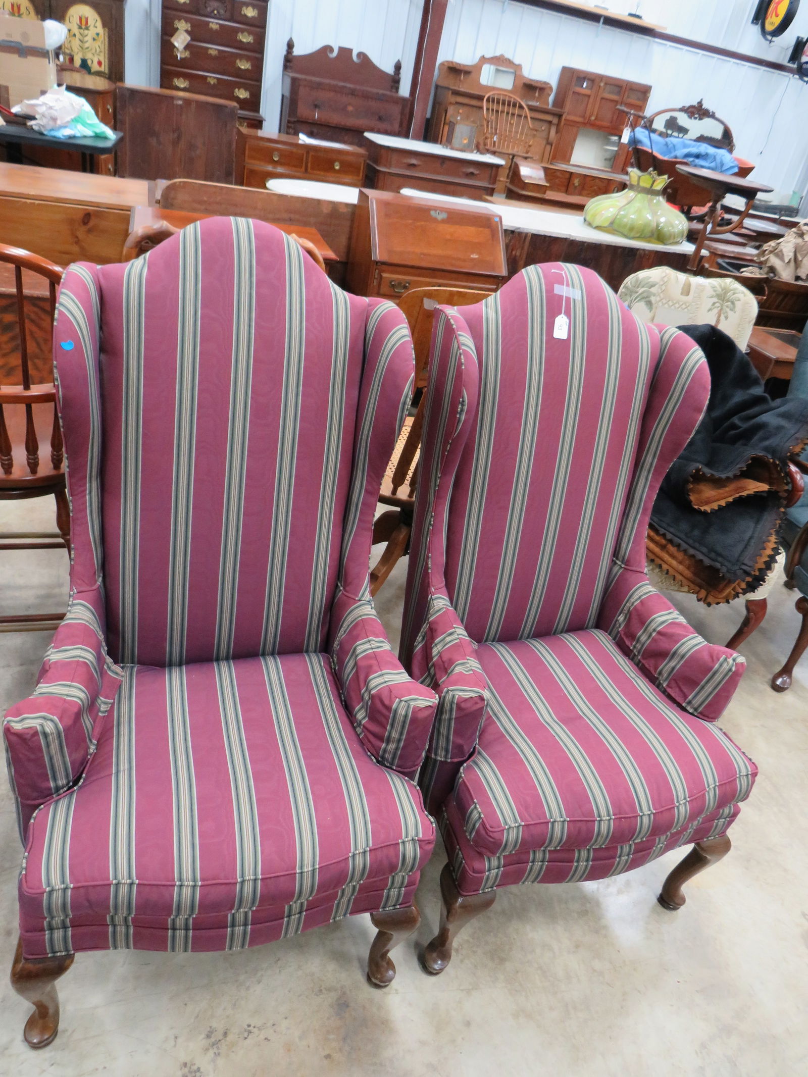 Pr Queen Anne Wingback Chairs: A great Addition to anyone's collection.