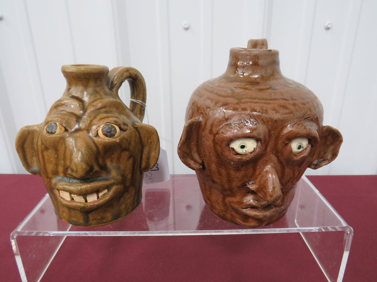 2-Whelchel Meaders Face Jugs: signature on underside