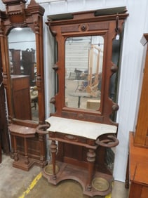 Walnut Mirrored Dbl Umbrella Stand