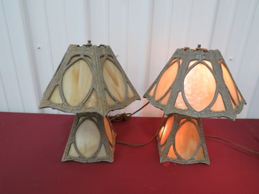 Pr Lead Slag Glass Lamps