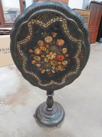 Paper Mache' Inlaid Tilt-top Table