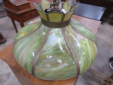 Green Slag Glass Hanging Chandolier