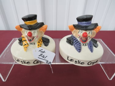 Pr of Leslie Cope Clown Busts
