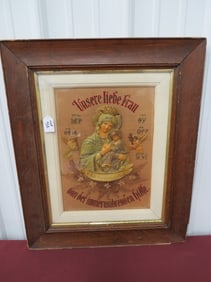 Framed Bas Relief Madonna Needlepoint