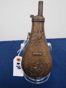 Civil War Powder Flask 'Shaking Hands'