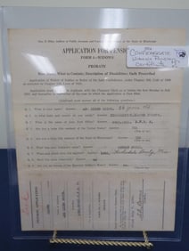 1924 Confederate Widow's Pension Certificate