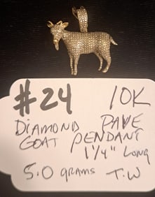 10K Diamond Goat Pendant
