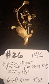 14K Moonstone Brooch