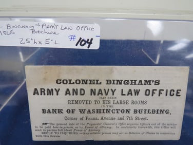 Col. Bingaman's Army Law Office Brochure 1863