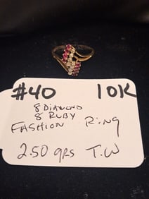 8 Diamond 8 Ruby Fashion Ring