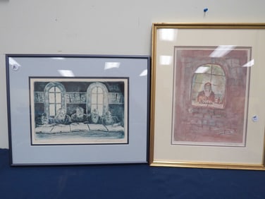 2 Artist Signed Jewish Prints