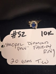 Star Opal Diamond Pave Fasion Ring