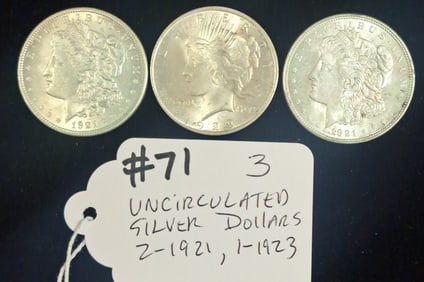 (3) Uncirculated Silver Dollars