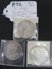 (3) High Quality Morgan Silver Dollars