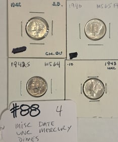 (4) Misc. Date Mercury Dimes