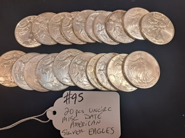 20 pcs Uncirculated Misc Date American Silver Eagl