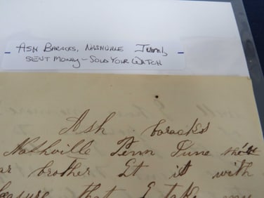 Civil War Letter - Sent Money, Sold Your Watch