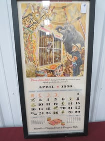 Framed Morrel Ham Advertising Calendar