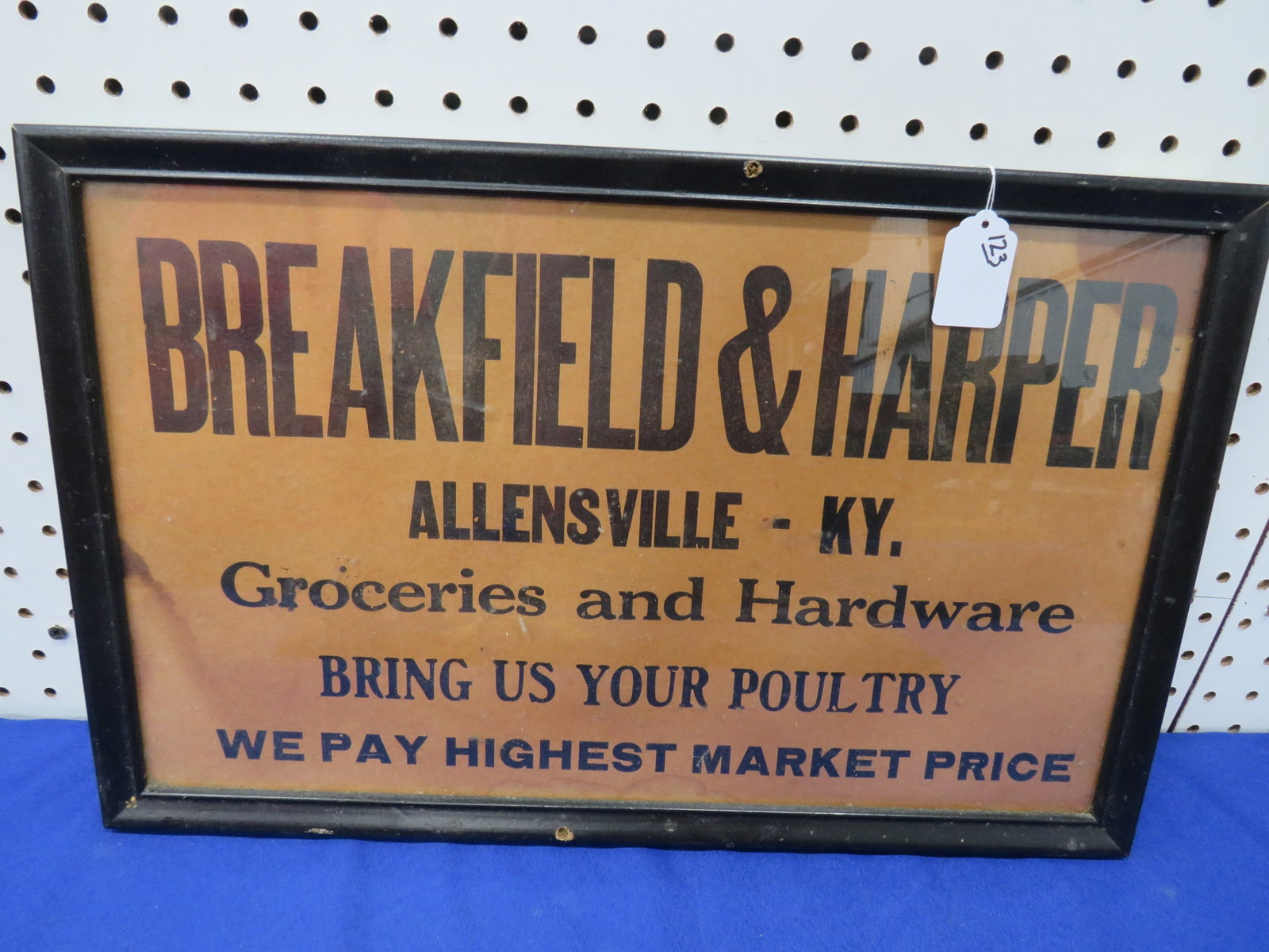 Breakfield & Harper Grocery Store Sign: Allensville, KY, Good condition, Some fading