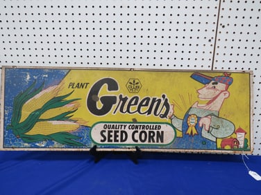 Metal Green?s Seed Corn Sign