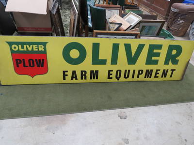 Metal Oliver Farm Equip Sign (Wood-Framed)